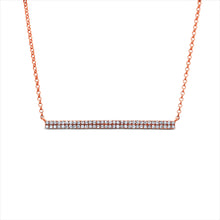 Load image into Gallery viewer, 14k Solid Gold and Genuine Diamond Micro-Pave Bar Trapeze Necklace for Women with Adjustable Length Chain 16"-18"