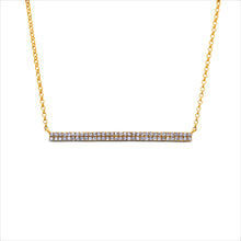 Load image into Gallery viewer, 14k Solid Gold and Genuine Diamond Micro-Pave Bar Trapeze Necklace for Women with Adjustable Length Chain 16"-18"