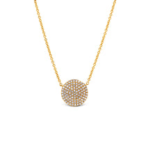 Load image into Gallery viewer, 14k Gold and Genuine Diamond Micro-Pave Circle Disc Necklace for Women with High Quality Diamonds
