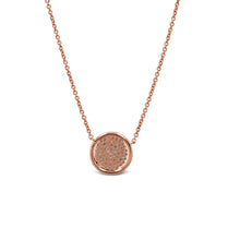 Load image into Gallery viewer, 14k Gold and Genuine Diamond Micro-Pave Circle Disc Necklace for Women with High Quality Diamonds