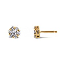 Load image into Gallery viewer, 14k Gold and Genuine Diamond Cluster Stud Earrings for Women with High Quality Diamonds