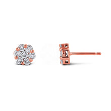 Load image into Gallery viewer, 14k Gold and Genuine Diamond Cluster Stud Earrings for Women with High Quality Diamonds