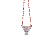 Load image into Gallery viewer, 14k Gold and Genuine Diamond Hanging Chain Earrings with Pave Triangles w/ Detachable Stud for Women in White, Yellow or Rose Gold 2" Length