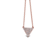 Load image into Gallery viewer, 14k Gold and Genuine Diamond Hanging Chain Earrings with Pave Triangles w/ Detachable Stud for Women in White, Yellow or Rose Gold 2" Length