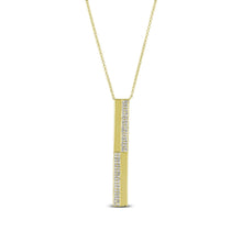 Load image into Gallery viewer, 14k Gold and Genuine Pave Diamond North-South Checkerboard Bar Necklace w/ High Quality Diamonds for Women