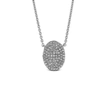 Load image into Gallery viewer, 14k Gold and Genuine Pave Diamond North-South Oval Disc Necklace w/ High Quality Diamonds for Women