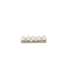 Load image into Gallery viewer, 14k Gold and Genuine Diamond and Pearl Bar Ring for Women w/ High Quality Diamonds in White, Yellow or Rose Gold
