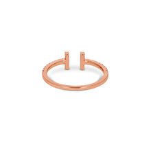 Load image into Gallery viewer, 14k Gold and Genuine Diamond Open Bar Minimalist Ring for Women in White Yellow or Rose Gold