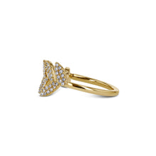 Load image into Gallery viewer, 14k Gold and Genuine Diamond Micro-Pave Leaf Petal Ring | Gold and Diamond Vine Ring for Women