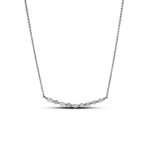 Load image into Gallery viewer, 18k Solid Gold Genuine Natural Diamond Curved Bar Crescent Necklace For Women Adjustable Drawstring Chain
