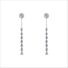 Load image into Gallery viewer, 18k White Gold and Genuine Pear Shaped Teardrop Diamond Long Hanging Dangling Drop Chain Earrings 1.5" Length