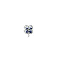 Load image into Gallery viewer, 18k White Gold and Genuine Diamond Natural Sapphire | Emerald | Ruby Clover Stud Earrings with Very High Quality Stones for Women or Girls