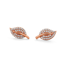 Load image into Gallery viewer, Single (Half Pair) 14k Gold Genuine Diamond Pave Leaf Petal Earrings