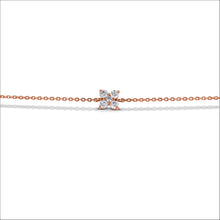 Load image into Gallery viewer, 18k Gold and Genuine Diamond 5 Stone Flower Cluster Stackable Layering Chain Bracelet w/ Adjustable Drawstring Chain in White Yellow or Rose