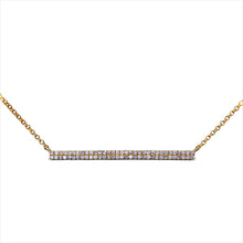 Load image into Gallery viewer, 14k Solid Gold and Genuine Diamond Micro-Pave Bar Trapeze Necklace for Women with Adjustable Length Chain 16"-18"