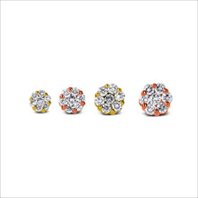 Load image into Gallery viewer, 14k Gold and Genuine Diamond Cluster Stud Earrings for Women with High Quality Diamonds