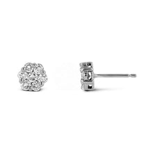 Load image into Gallery viewer, 14k Gold and Genuine Diamond Cluster Stud Earrings for Women with High Quality Diamonds