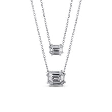 Load image into Gallery viewer, 18k White Gold Very High Quality VVS F Genuine Diamond Solitaire Emerald Cut Dainty Delicate Minimalist Choker Pendant Necklace on Chain