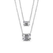 Load image into Gallery viewer, 18k White Gold Very High Quality VVS F Genuine Diamond Solitaire Emerald Cut Dainty Delicate Minimalist Choker Pendant Necklace on Chain