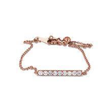 Load image into Gallery viewer, 18k Gold Genuine Diamond Line Bar Minimalist Dainty Thin Chain Bracelet w/ Adjustable Length Drawstring Chain for Women White Yellow Rose