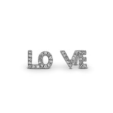 Load image into Gallery viewer, 14k Gold and Genuine Diamond LOVE Micro-set Earring Studs w/ High Quality Diamonds for Women in White, Yellow or Rose Gold