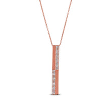Load image into Gallery viewer, 14k Gold and Genuine Pave Diamond North-South Checkerboard Bar Necklace w/ High Quality Diamonds for Women