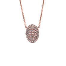 Load image into Gallery viewer, 14k Gold and Genuine Pave Diamond North-South Oval Disc Necklace w/ High Quality Diamonds for Women