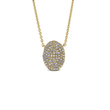 Load image into Gallery viewer, 14k Gold and Genuine Pave Diamond North-South Oval Disc Necklace w/ High Quality Diamonds for Women