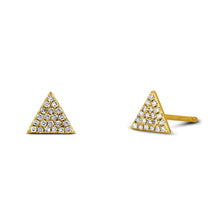 Load image into Gallery viewer, Single (Half Pair) 14k Gold + Genuine Diamond Flat Micro Pave Triangle Stud Earrings w/ High Quality Diamonds in White, Yellow or Rose Gold