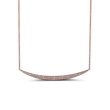 Load image into Gallery viewer, 14k Gold and Genuine Diamond Microset Pave Curved Bar Crescent Necklace w/ High Quality Diamonds in White, Yellow or Rose Gold for Women