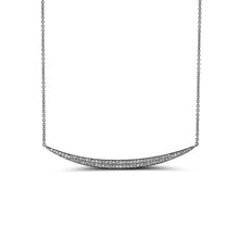 Load image into Gallery viewer, 14k Gold and Genuine Diamond Microset Pave Curved Bar Crescent Necklace w/ High Quality Diamonds in White, Yellow or Rose Gold for Women