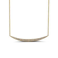 Load image into Gallery viewer, 14k Gold and Genuine Diamond Microset Pave Curved Bar Crescent Necklace w/ High Quality Diamonds in White, Yellow or Rose Gold for Women
