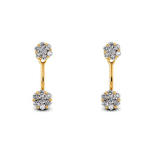 Load image into Gallery viewer, Pair of 18k Gold and Genuine High Quality Diamond Flower Cluster Stud Earring + Diamond Earring Jacket Set in White, Yellow or Rose Gold
