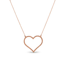 Load image into Gallery viewer, 14k Gold + Genuine High Quality Diamond Classic Open Heart Necklace for Girls or Women White Yellow or Rose Gold w/ Adjustable Chain