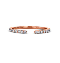 Load image into Gallery viewer, 14k Gold and Genuine Diamond Minimalist Microset Open Thin Stack Band Ring for Women Girls White Yellow Rose Gold w/ High Quality Diamonds