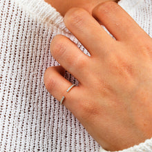 Load image into Gallery viewer, 14k Gold and Genuine Diamond Minimalist Microset Open Thin Stack Band Ring for Women Girls White Yellow Rose Gold w/ High Quality Diamonds