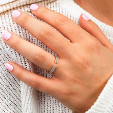 Load image into Gallery viewer, 14k Gold and Genuine Diamond Minimalist Microset Open Thin Stack Band Ring for Women Girls White Yellow Rose Gold w/ High Quality Diamonds