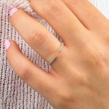 Load image into Gallery viewer, 14k Gold and Genuine Diamond Minimalist Microset Open Thin Stack Band Ring for Women Girls White Yellow Rose Gold w/ High Quality Diamonds