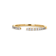 Load image into Gallery viewer, 14k Gold and Genuine Diamond Minimalist Microset Open Thin Stack Band Ring for Women Girls White Yellow Rose Gold w/ High Quality Diamonds