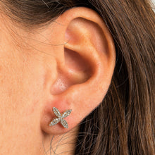 Load image into Gallery viewer, Pair of 14k Gold and Genuine Diamond Flower Petal Earrings for Women High Quality