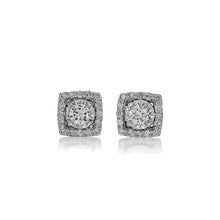 Load image into Gallery viewer, 14k White Gold Genuine Diamond Square Cushion Shape Diamond Cluster Stud Earrings for Women Dressy or Every Day High Quality