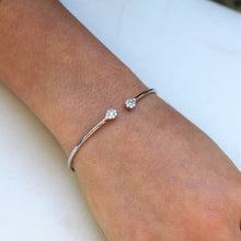 Load image into Gallery viewer, 18k Gold and Genuine Diamond Open Cluster Teardrop Flexible Stackable Bangle Bracelet Cuff in White Yellow Rose Gold for Women High Quality