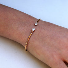 Load image into Gallery viewer, 18k Gold and Genuine Diamond Open Cluster Teardrop Flexible Stackable Bangle Bracelet Cuff in White Yellow Rose Gold for Women High Quality