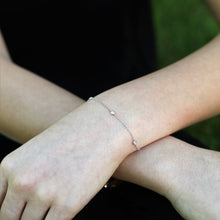 Load image into Gallery viewer, 18kt Solid Gold Natural Diamond 5 Stone Diamonds By The Yard Bezel Set Bracelet | Minimalist Adjustable Length Chain Stacking Bracelet