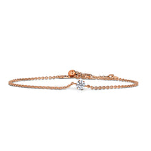 Load image into Gallery viewer, 18k Gold + Genuine Diamond Solitaire Stacking Layering Adjustable Dainty Minimalist Chain Bracelet for Women with Drawstring Pull-Chain