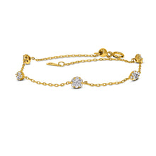 Load image into Gallery viewer, 18k Gold Genuine Diamond Chain Diamond Cluster Station Layering Stacking Bracelet w/ Adjustable Length Drawstring White Yellow Rose Gold