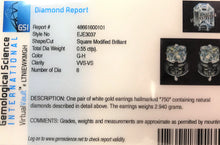 Load image into Gallery viewer, 18k White Gold GENUINE Diamond Cushion Cut Illusion Very High Quality VVS Diamond Stud Earrings