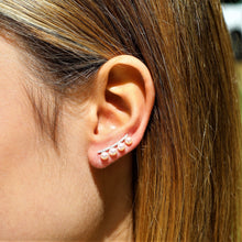 Load image into Gallery viewer, Single (Half Pair) 14k Gold Genuine Diamond + Cultured Pearl Ear Climber High Quality Earring for Women in White Yellow or Rose Gold