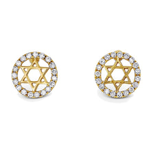 Load image into Gallery viewer, Single (Half Pair) 14K Gold + Genuine Diamond Star of David Earring Stud | Jewish Star Earring | Religious Jewelry | Bat Mitzvah Gift