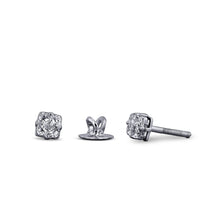 Load image into Gallery viewer, 18k White Gold GENUINE Diamond Cushion Cut Illusion Very High Quality VVS Diamond Stud Earrings